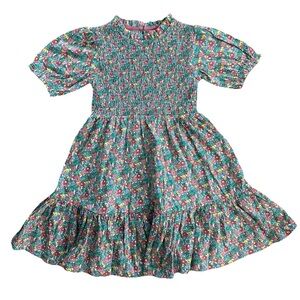 *New* Mini Boden Multi Floral Aurora Shirred Twirly Dress Girls Size 6-7